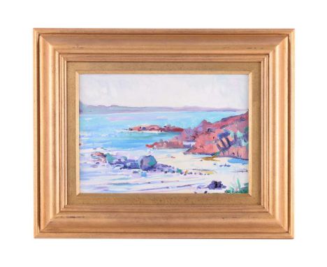 Peter Graham (b.1959) British, coastal seascape, oil on board, signed and dated '92, 24 cm x 34 cm glazed in a gilt frame.