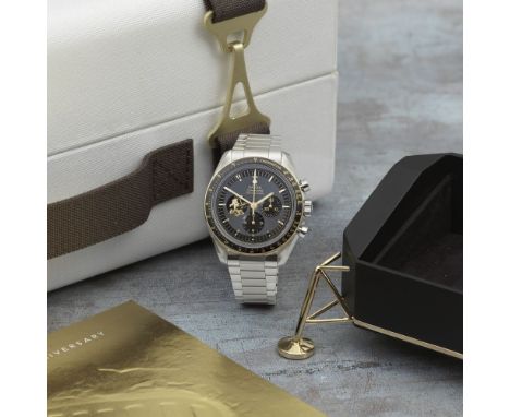 Omega. A Limited Edition stainless steel and 18K gold manual wind chronograph bracelet watch commemorating the 50th Anniversa