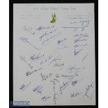 1951-2 Springboks in the UK Rugby Autograph Sheet: An attractively headed official SA sheet with the