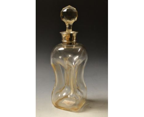 An Edwardian silver and glass waisted dimple decanter and stopper, Birmingham 1907