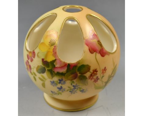 A Royal Worcester blush ivory pot pouri vase