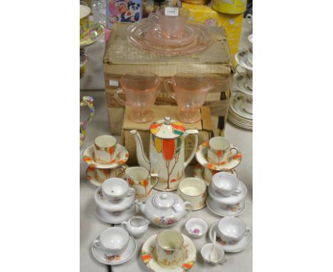 A T.G. Green 1930's coffee service, a child's tea service; a glass tea service. 