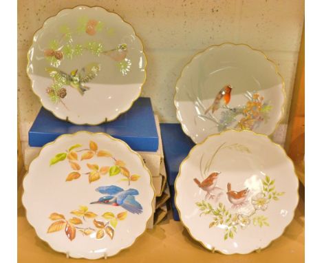 Royal Worcester-  a set of six The Birds of Dorothy Doughty Dessert plates, compising Goldcrest on Larch,  Wrens and Burnet R