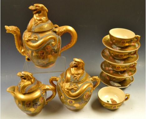 A Japanese Satsuma part tea service 