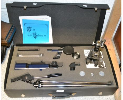 Scientific Instruments - an astronomical telescope, D=50m/m, F=300m/m, cased; an Elkaw microscope, 50 x 120, 200 x 300, 400 x