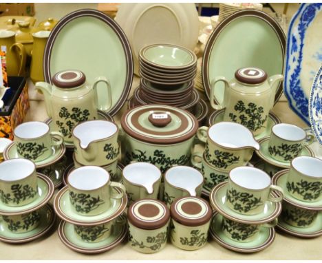 A Hornsea Prelude pattern dinner and coffee service, comprising oval meat plate, covered serving dish, sauce boats and stands