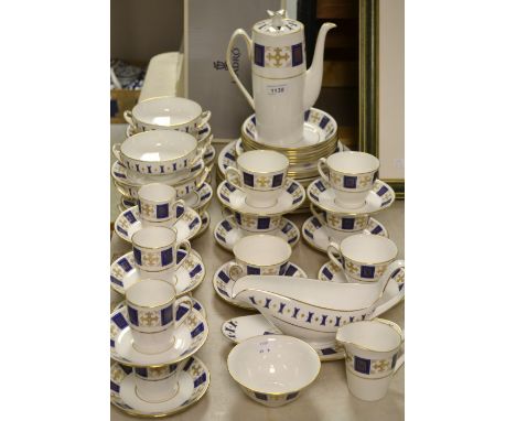 A comprehensive Spode dinner, tea and coffee service, Persia Royal Blue pattern, Y8085, comprising six dinner plates, six sid