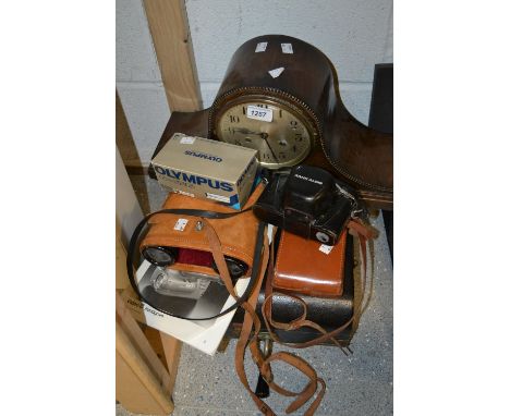 Boxes and Objects - a Decca '10' portable gramophone, complete with winding arm and needle arm; a pair of 
Kershaw Monarch Tw