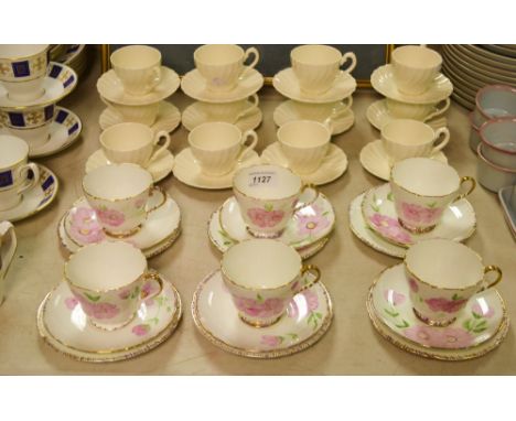 Ceramics- a Shelley six setting tea service, later painted with pink flowers; a Myott coffee service. 