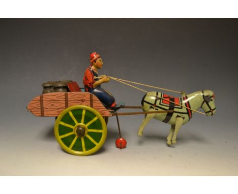 A Marx Hee Haw donkey and milk cart