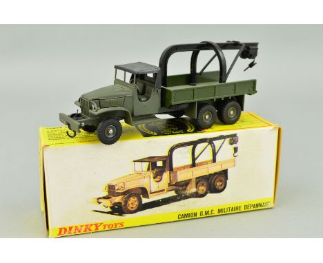 A BOXED FRENCH DINKY TOYS G.M.C. U.S. ARMY RECOVERY TRUCK, No.808, dive drab body, complete and in very lightly playworn cond