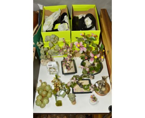 A SMALL GROUP OF ORNAMENTS, PICTURES AND 'HOTTER' LADIES SHOES, to include Bonsai trees, Waterford crystal clock etc 