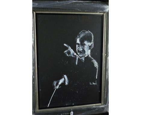 TIM STEWARD (BRITISH CONTEMPORARY) 'SYMPHONY II', a portrait study of an orchestra conductor, signed in pastel with artist bi