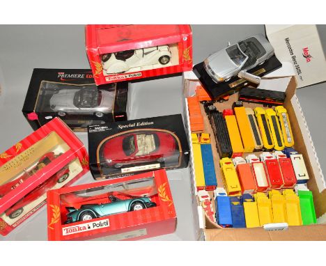 A QUANTITY OF BOXED TONKA POLISTIL AND MAISTO DIECAST SPORTS CARS, mainly 1/16 and 1/18 scale, all appear complete and look t