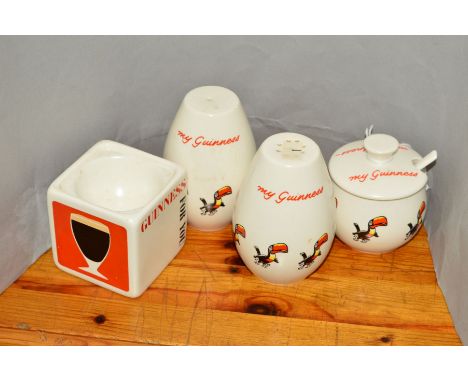 CARLTONWARE 'GUINNESS' THREE PIECE CRUET SET, with a 'Guinness For You' stand/egg cup (4)