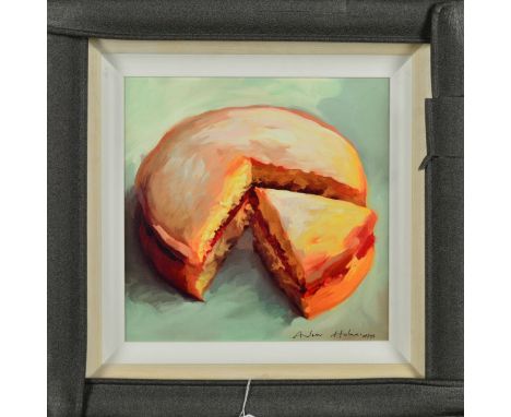 ANDREW HOLMES (BRITISH 1959) 'SWEET TEMPTATION I', a victoria sandwich cake, limited edition print on board 24/195, signed wi