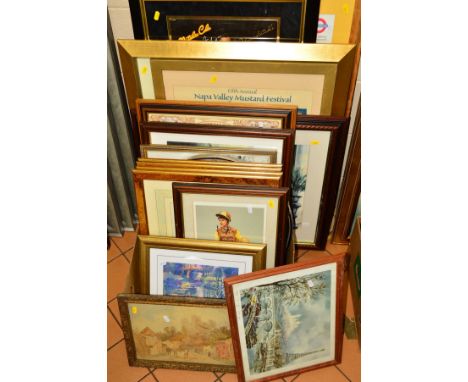 A GROUP OF PICTURES AND PRINTS ETC, to include a signed album by Natalie Cole in a presentation frame, a 'Lords' print signed