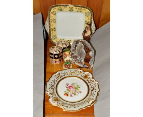 A HUMMEL FIGURE, 'Lost Sheep' HUM68, a Matts Jonasson glass paperweight (chip to base) and four other ceramic items