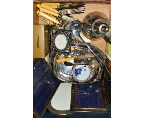 THREE MODERN SILVER RECTANGULAR EASEL BACK PHOTOGRAPH FRAMES, largest inner measurements 19.6cm x 14.7cm and smallest 12.5cm 