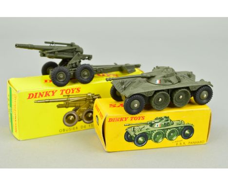 A BOXED FRENCH DINKY TOYS PANHARD EBR 75 FL11 ARMOURED CAR, No.80A, with a boxed Obusier ABS 155mm Gun, No.819, both appear c