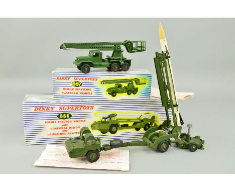 A BOXED DINKY SUPERTOYS MISSILE ERECTOR VEHICLE WITH CORPORAL MISSILE AND LAUNCHING PLATFORM, No.666, version with black plas