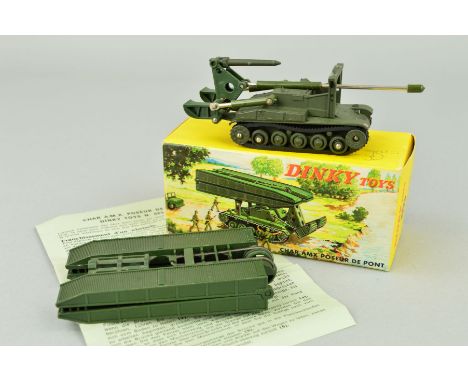 A BOXED FRENCH DINKY TOYS AMX 13 BRIDGE LAYER, No.883, matt olive drab body, appears complete and in working order, no damage