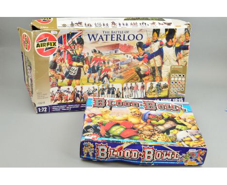 A BOXED AIRFIX 'THE BATTLE OF WATERLOO' SET MODEL KIT, No.A50048, 1/72 scale, box opened but all figures, buildings, paint an