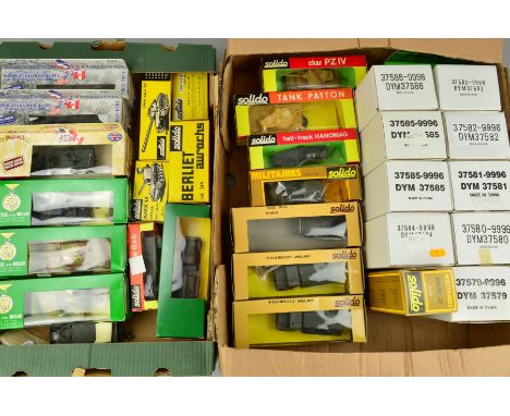 A QUANTITY OF ASSORTED BOXED MILITARY VEHICLES, Solido, Verem and Matchbox Collectables, very lightly playworn condition, loo