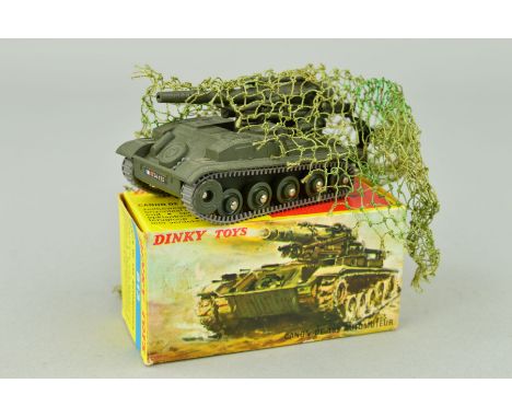 A BOXED FRENCH DINKY TOYS AMX WITH 155MM ABS GUN, No.813, very lightly condition, complete with camouflage net, in yellow box