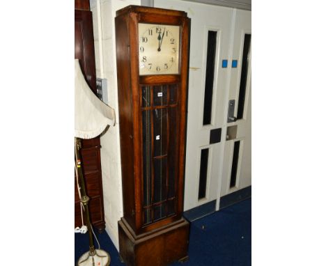 AN ART DECO OAK LONGCASE CLOCK, approximate height 190cm 1374 (one weight) 