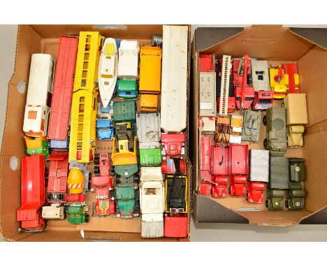 A QUANTITY OF UNBOXED AND ASSORTED PLAYWORN DIECAST LORRY/TRUCK MODELS, Solido, Siku, Majorette and Buddy L (two boxes)