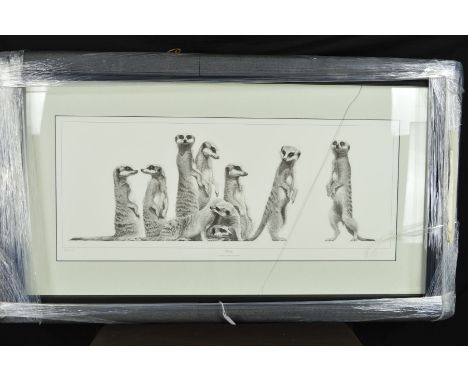 GARY HODGES (BRITISH CONTEMPORARY) 'FAMILY', a limited edition print of a family of Meerkats 760/1250, signed bottom right, m
