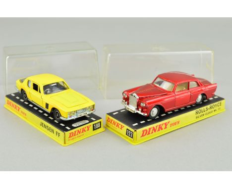 TWO BOXED DINKY TOYS CAR MODELS, Rolls-Royce Silver Cloud MKII, No.127 and Jensen FF, No.188, Jensen in very lightly playworn
