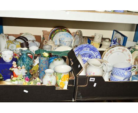 FIVE BOXES AND LOOSE CERAMICS, etc to include Spode, Wedgwood, Beswick, Portmeirion etc