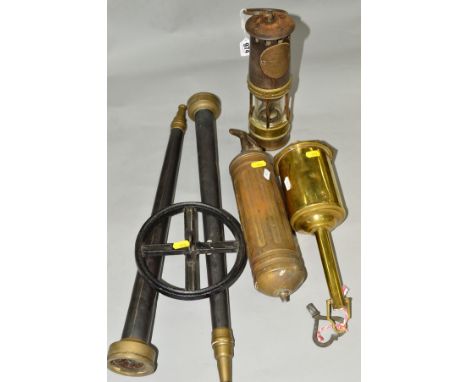 A HAILWOOD &amp; ACKROYD OF LEEDS MINERS LAMP, type 01B, No.67, some wear to makers plaque, with a brass pyrene fire extingui