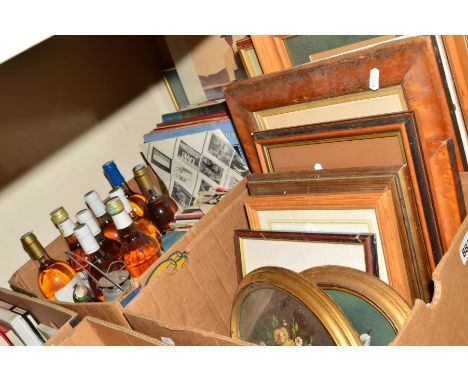 TWO BOXES AND LOOSE PICTURES, RECORDS ETC, to include Vettriano print etc