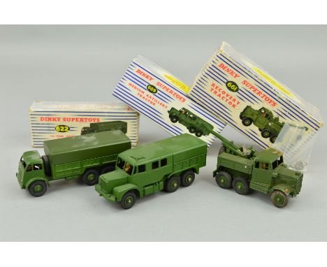 THREE BOXED DINKY TOYS MILITARY VEHICLES, Foden 10-Ton Army Truck, No.622, with a quantity of cast sitting soldier figures (s