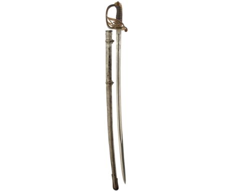 AN 1822 PATTERN SCOTS GUARDS OFFICER'S SWORD, 82cm slightly curved clean blade by Herbert & Co. of London, sharpened for use 