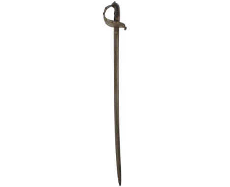 AN 1820 PATTERN 1ST LIFE GUARDS TROOPER'S SWORD, 94cm slightly curved blade, regulation steel bowl guard engraved with the cr