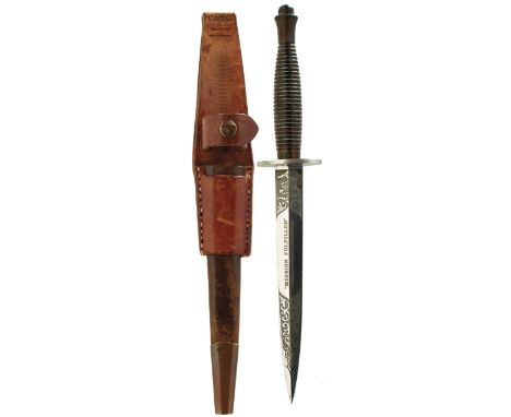 A J. NOWILL & SONS THIRD PATTERN COMMANDO KNIFE, together with a composite wooden hilted commando knife, a commemorative Miss