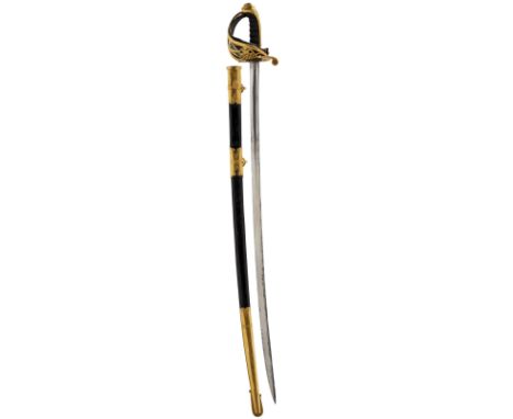 A GOOD WIVR 1822 PATTERN INFANTRY OFFICER'S SWORD, 81cm pipe-backed blade with spear point etched with crowned WIVR cyphers a