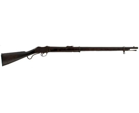 A .577 OBSOLETE CALIBRE MARTINI HENRY RIFLE, 32.5inch sighted barrel fitted with ramp and ladder rear sights, full stocked wi