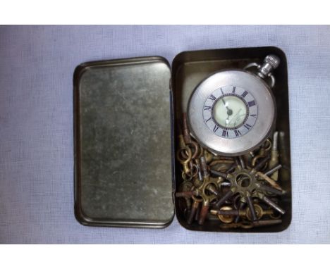 JAMES WALKER SILVER HALF HUNTER CASE POCKET WATCH, together with a collection of watch keys