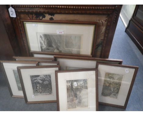 A COLLECTION OF FRAMED ARTHUR RACKHAM ILLUSTRATIONS and other prints and a fire screen with a hunting scene