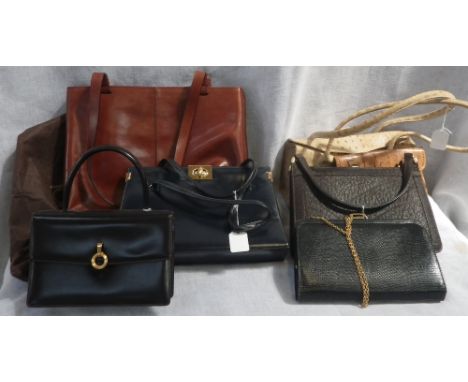 GIANNI CONTI: A brown leather lady's handbag with dust bag, and a collection of ladies' vintage handbags and purses (7)