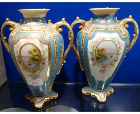 A PAIR OF NORITAKE VASES