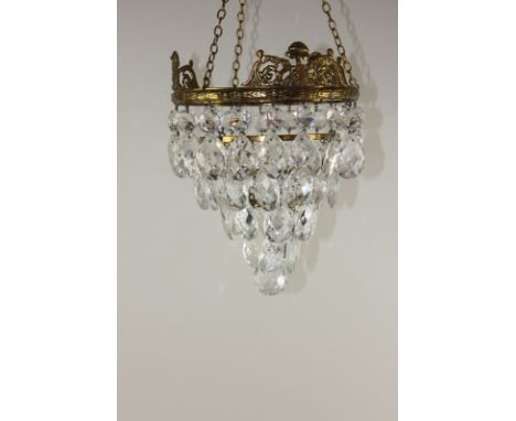 A glass and brass chandelier light fitting, 37cm