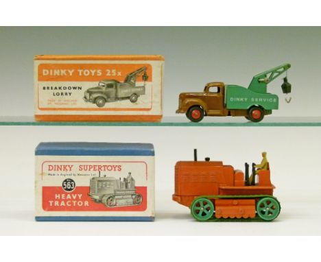 Dinky die-cast - Breakdown Lorry (25x) together with Heavy Tractor (563), both boxed  Condition: Please see extra images and 