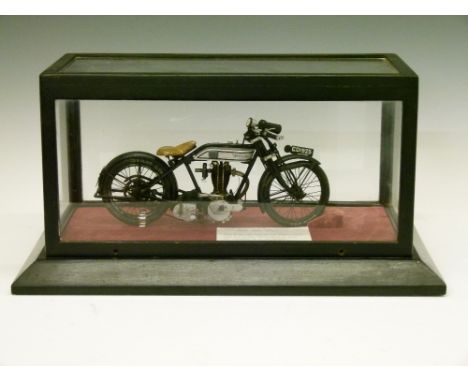 Scratch built model of a 1924 3½ H.P. O.H.V. Norton Motor Cycle, circa 1925, the metal framed model made by G.W. Dicker, the 