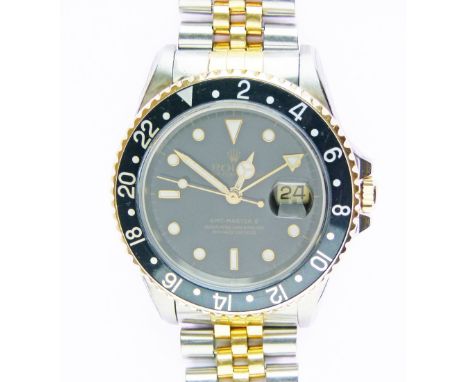 Rolex - Gentleman's two-tone 18k and stainless steel Oyster Perpetual Date GMT-Master II Superlative Chronometer wristwatch, 